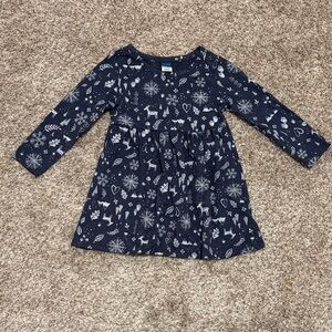 NEW Old Navy Navy Blue Toddler Dress with White Winter Patterns 12-18M